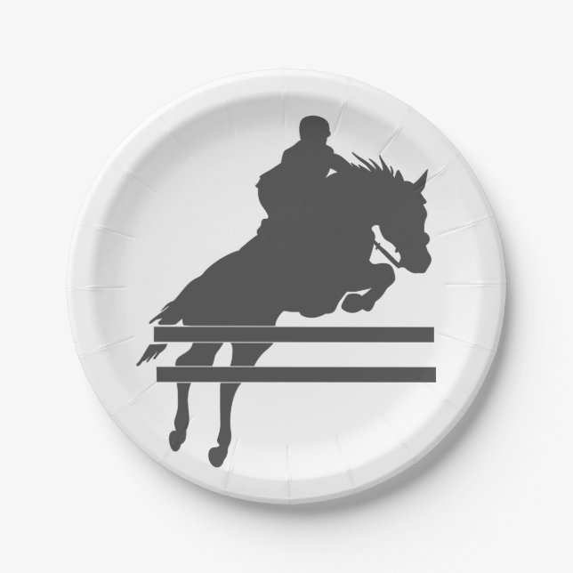 Jumping horse silhouette - Choose background color Paper Plate (Front)