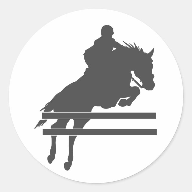 Jumping horse silhouette - Choose background colou Classic Round Sticker (Front)