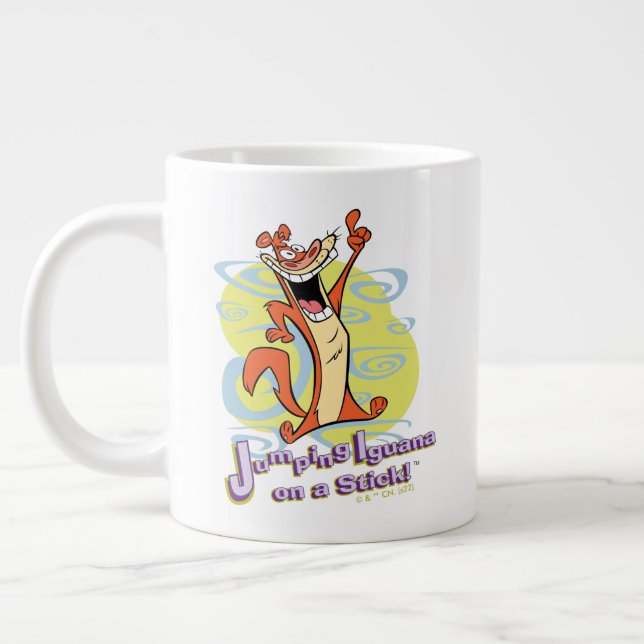 Jumping Igauna on a Stick!™ Large Coffee Mug (Left)