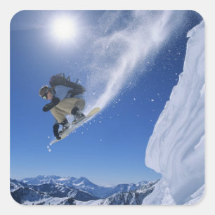 Jumping into Snake Creek Canyon from Clayton 3 Square Sticker