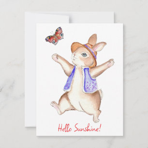 Jumping into Spring Bunny Flat Note Card