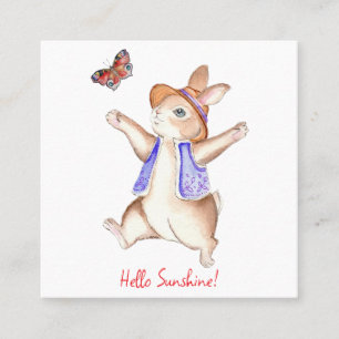Jumping into Spring Bunny Flat Note Card