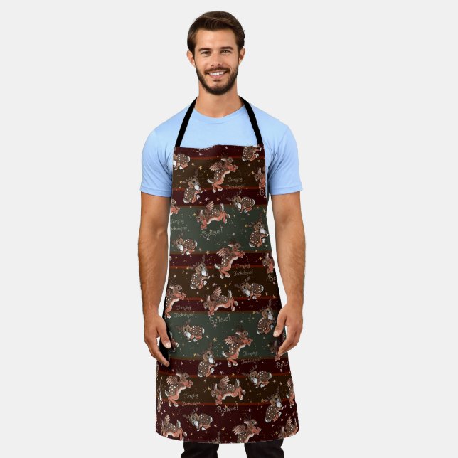 Jumping Jackalope Christmas  Apron (Worn)