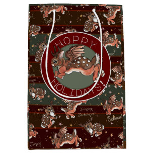 Jumping Jackalope Hoppy Holidays Holiday Medium Gift Bag
