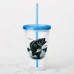 Jumping Largemouth Bass Fishing Minimalist Acrylic Tumbler