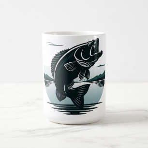 Jumping Largemouth Bass Fishing Minimalist Coffee Mug