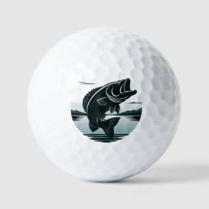 Jumping Largemouth Bass Fishing Minimalist Golf Balls