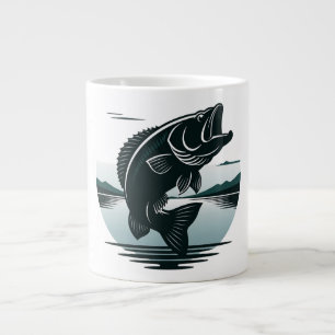 Jumping Largemouth Bass Fishing Minimalist Large Coffee Mug