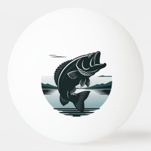 Jumping Largemouth Bass Fishing Minimalist Ping Pong Ball