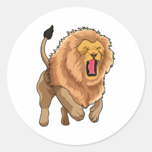 Jumping Lion Classic Round Sticker