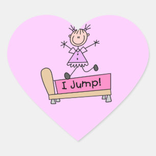 Jumping on the Bed Stick Figure Girl Heart Sticker