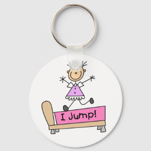 Jumping on the Bed Stick Figure Girl Key Ring