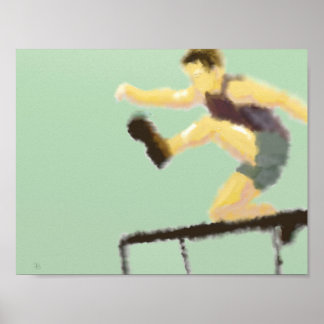 Jumping over Hurdle Art Poster