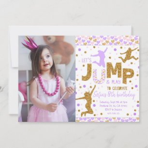 Jumping party Gold confetti Birthday Invitation