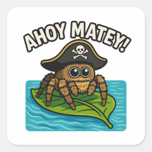 Jumping Pirate Spider Adventure Captain Webbeard Square Sticker