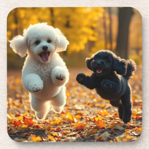 Jumping Poodle Puppies Coaster