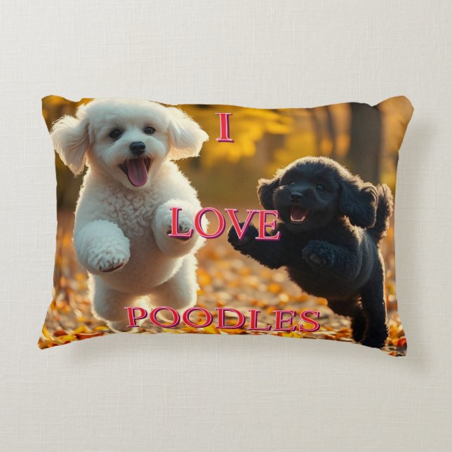 Jumping Poodle Puppies Decorative Cushion (Back)