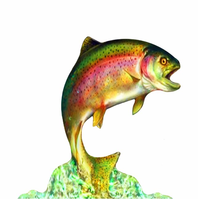 Jumping Rainbow Trout Sculpture Standing Photo Sculpture (Front)