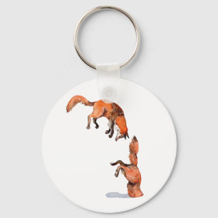 Jumping Red Fox Key Ring