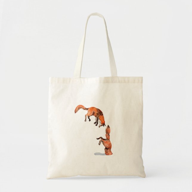 Jumping Red Fox Tote Bag (Front)