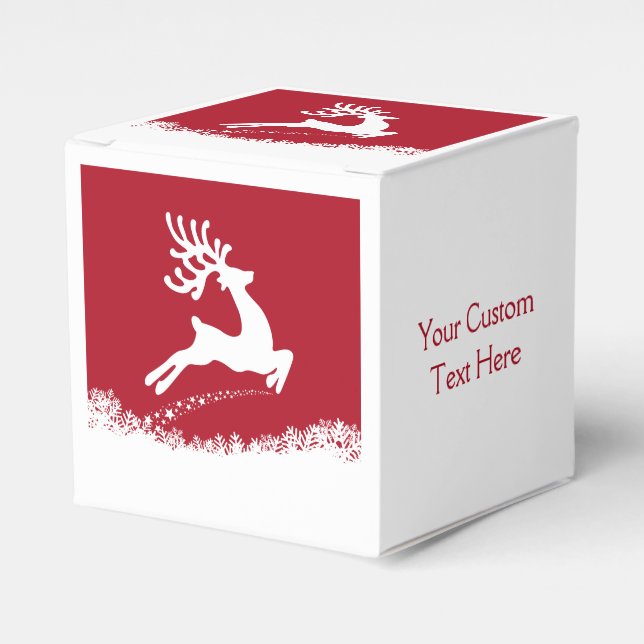 Jumping Reindeer custom text favour box (Front Side)