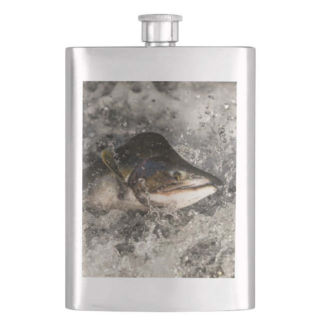 Jumping Salmon Hip Flask (Front)