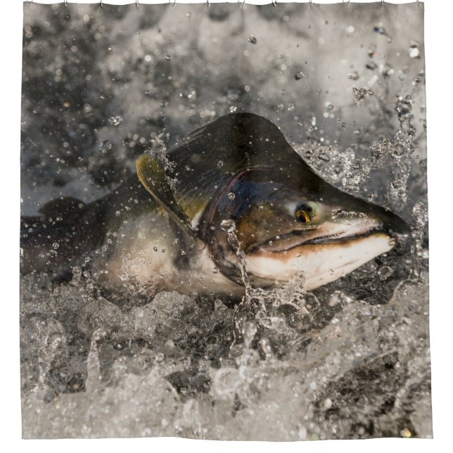 Jumping Salmon Shower Curtain (Front)