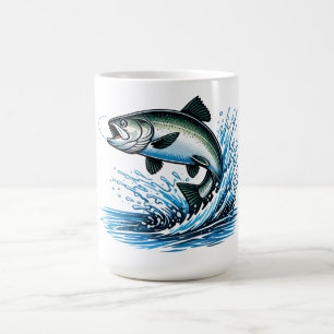 Jumping Salmon Splash Gift for Fisherman Art Coffee Mug