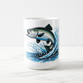 Jumping Salmon Splash Gift for Fisherman Art Coffee Mug