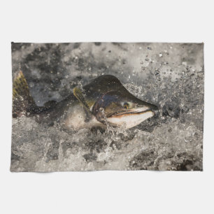Jumping Salmon Tea Towel