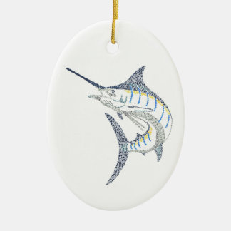 Jumping Saltwater Marlin Mosaic Ceramic Tree Decoration