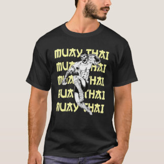 Jumping Skull Muay Thai Fighter Repeating Text Kic T-Shirt