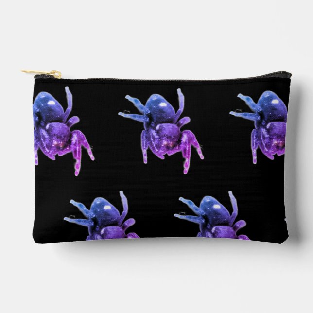 Jumping Spider Purple and Black Tote Accessory Pouch (Front)