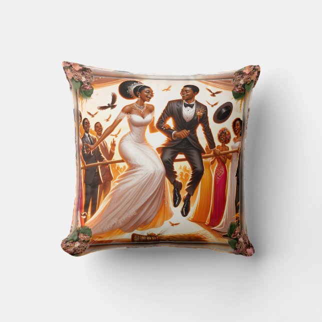 Jumping Together To Love Forever Throw Pillow (Front)