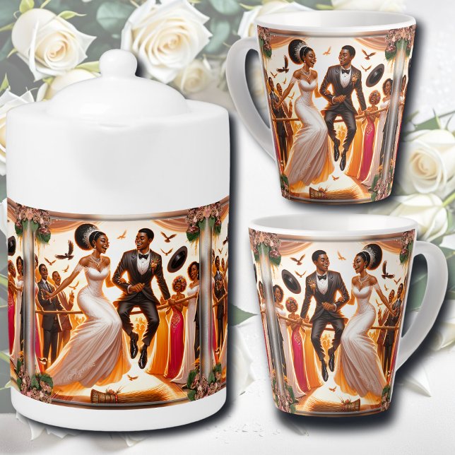 Jumping Together To Love Forever Wedding Latte Mug (Creator Uploaded)