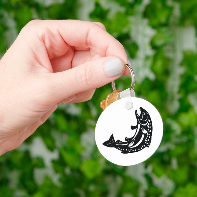 Jumping Trout Fish Silhouette Key Ring (Creator Uploaded)
