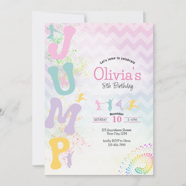 Jumps Trampoline Birthday invitation (Front)