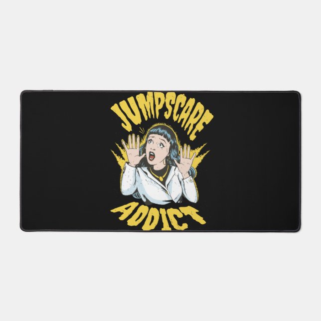 Jumpscare Addict Desk Mat (Front)