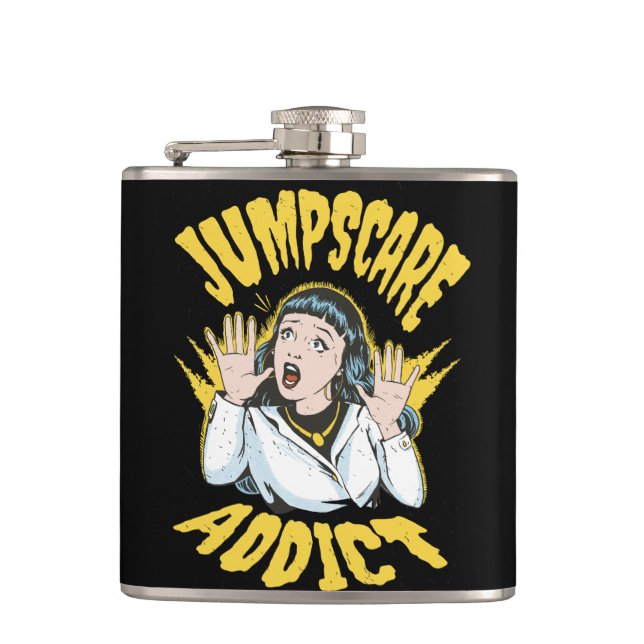 Jumpscare Addict Hip Flask (Front)