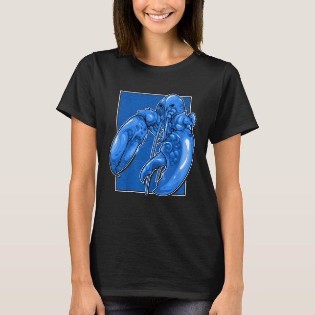 Jumpscare Lobster Meme Blue Crustacean T-Shirt (Front)