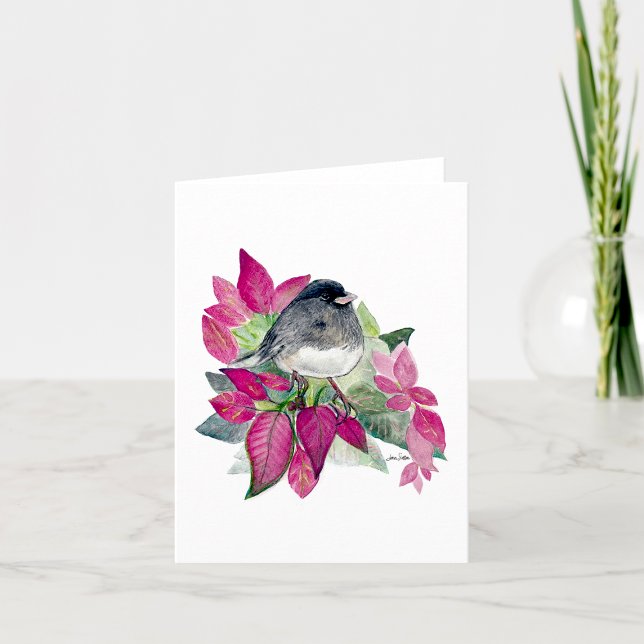 Junco Beautiful Watercolor Note Card (Beautiful Dark Eyed Junco Watercolor Colored Pencil Blank Note Cards from Jenn Steffen Art
)