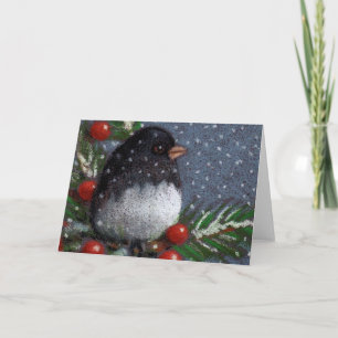 Junco Bird: Christmas: Original Colour Pencil, Holiday Card