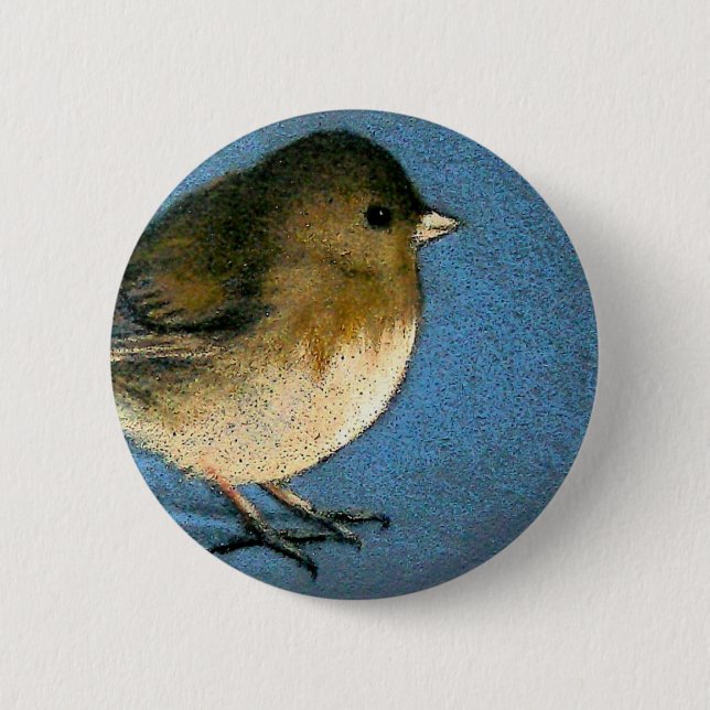 JUNCO BIRD DRAWING 6 CM ROUND BADGE (Front)