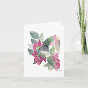 Junco Bird Flowers Card