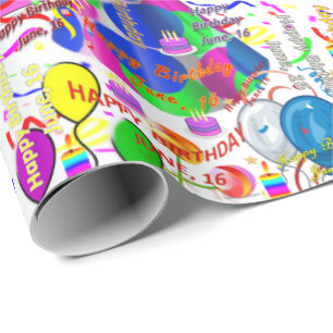 June, 16 Birthday Gift Wrapping Paper