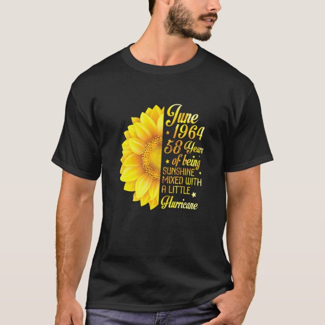 June 1964 Sunflower 58 Years Being Sunshine Mixed  T-Shirt (Front)