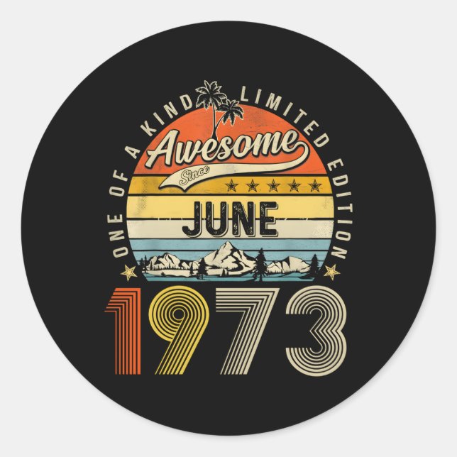 June 1973 50Th 50 Classic Round Sticker (Front)