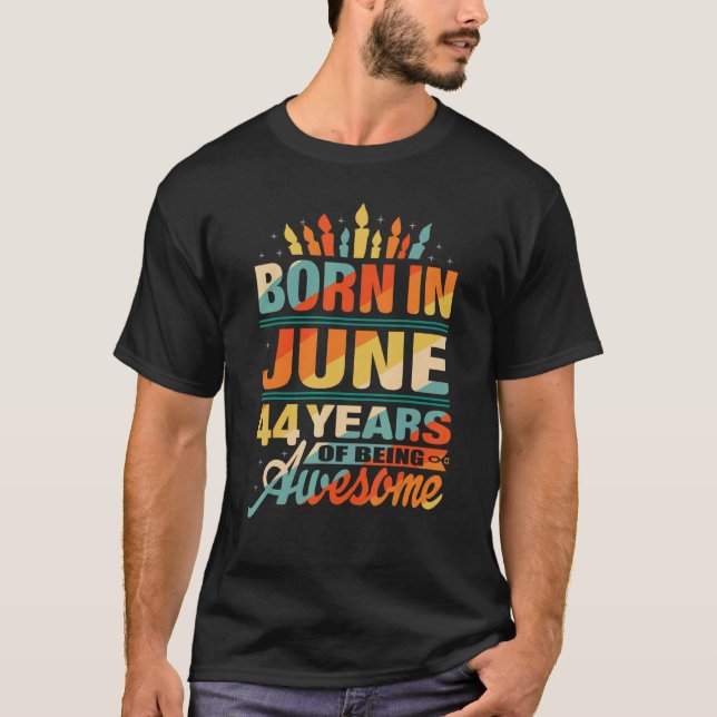 June 1978 44 Year Old 44th Birthday  Candle Graphi T-Shirt (Front)
