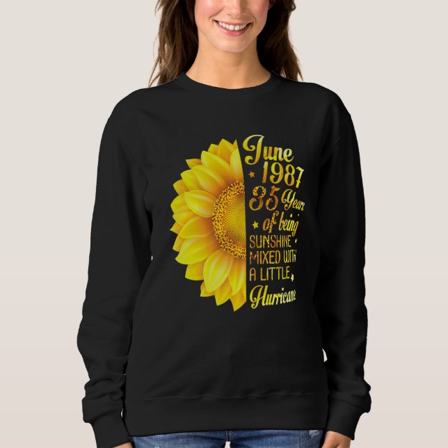 June 1987 Sunflower 35 Years Being Sunshine Mixed  Sweatshirt (Front)
