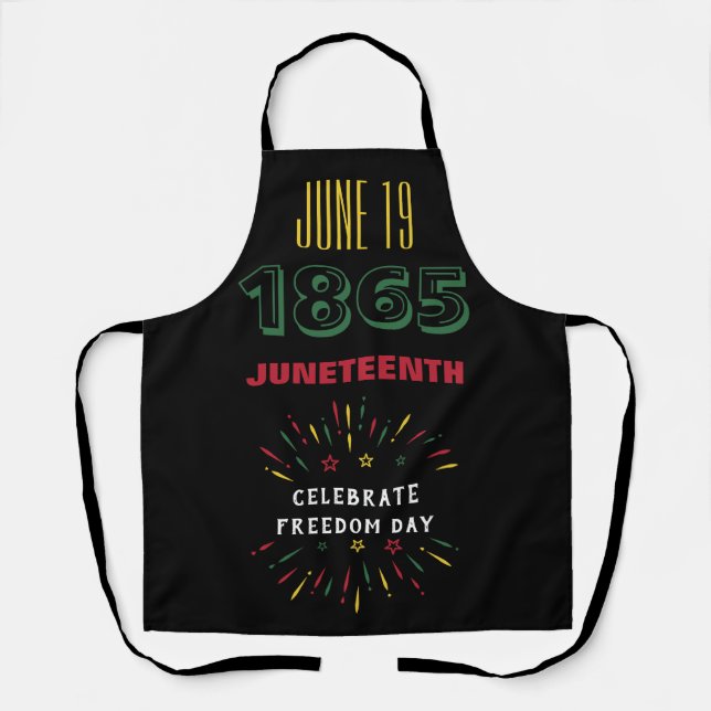 June 19 1865 Juneteenth Black History Fireworks Apron (Front)